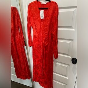 Zara red satin dress